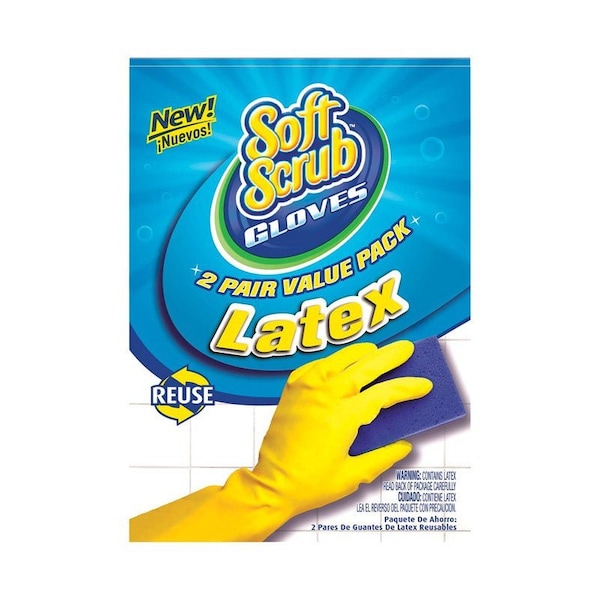 Soft Scrub Latex Cleaning Gloves XL Yellow 2 pair 12324-26 - main